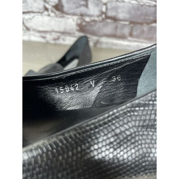 Ted & Muffy Black Leather Bow Slip On Heel Pump Shoes Women’s Sz 36EU/6M US - Picture 10 of 16